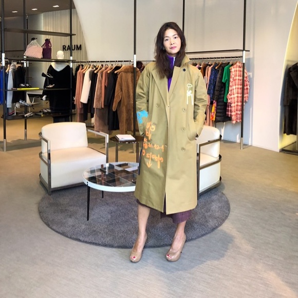 TIBI SCREEN PRINTED Double Breasted TRENCH Coat - Picture 1 of 8